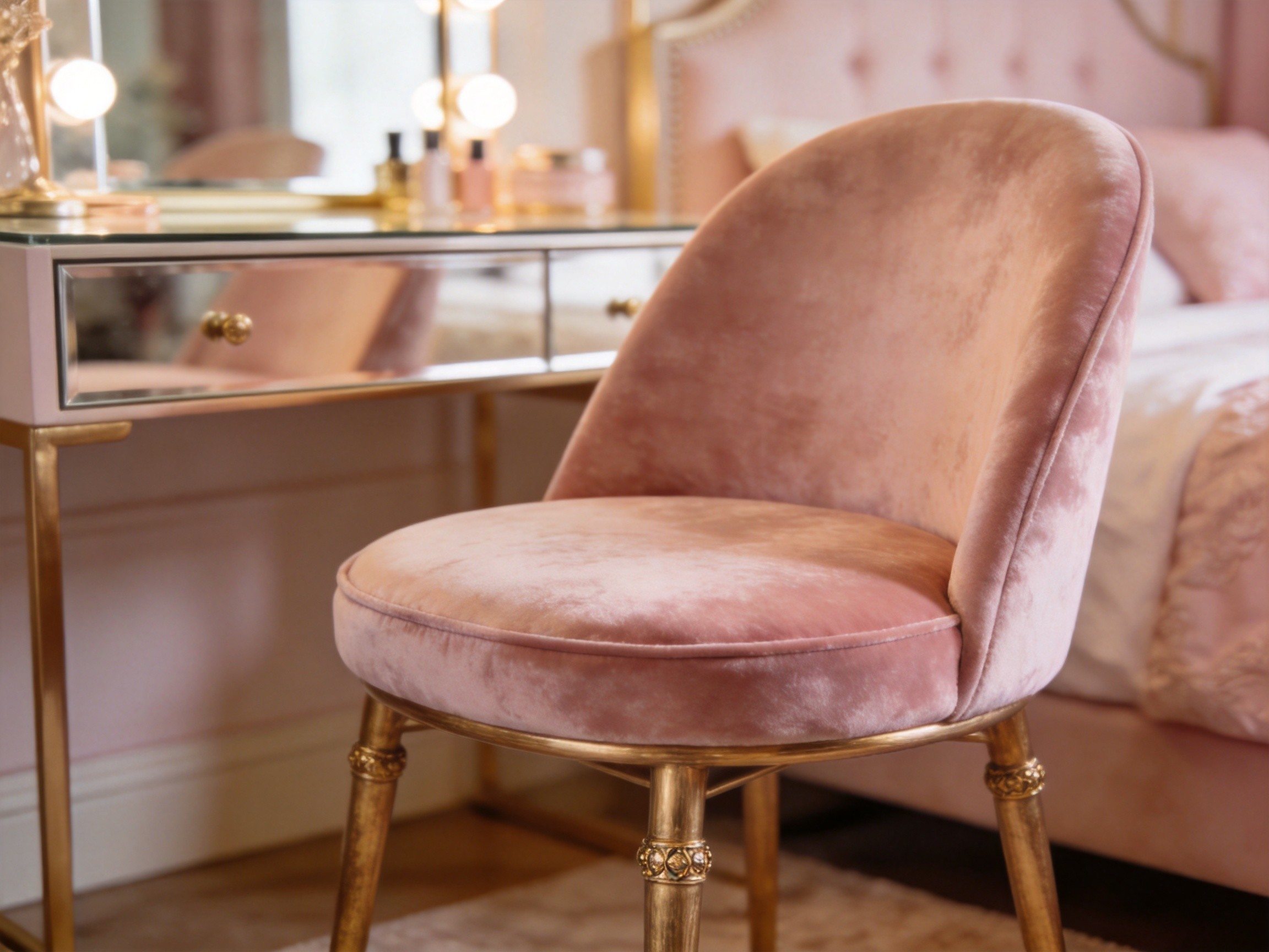 Velvet Upholstered Vanity Chair